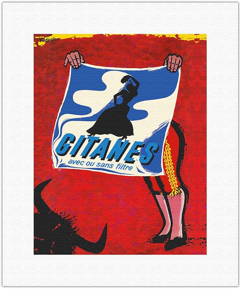 【ヴィンテージポスター】yoldjoglou　GITANES ジタン Amazon.co.jp: Gitanes フランスブランド タバコ - フィルターの有無に