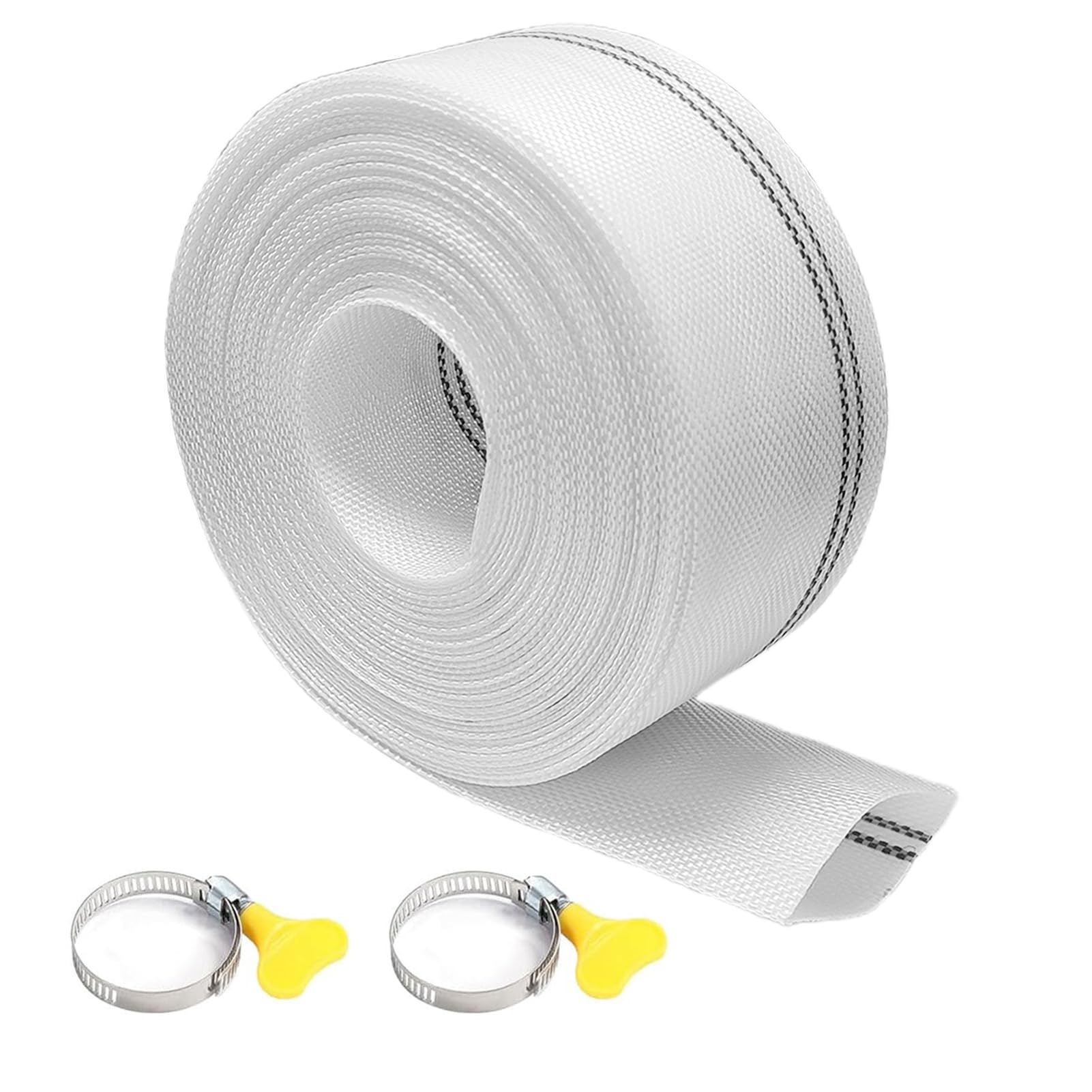 Tuyau tissé - 10 m - Tuyau plat avec 2 colliers de serrage en acier inoxydable - Diamètre intérieur : 32 mm - Pour jardin, agriculture, industrie, pompes à eau sale