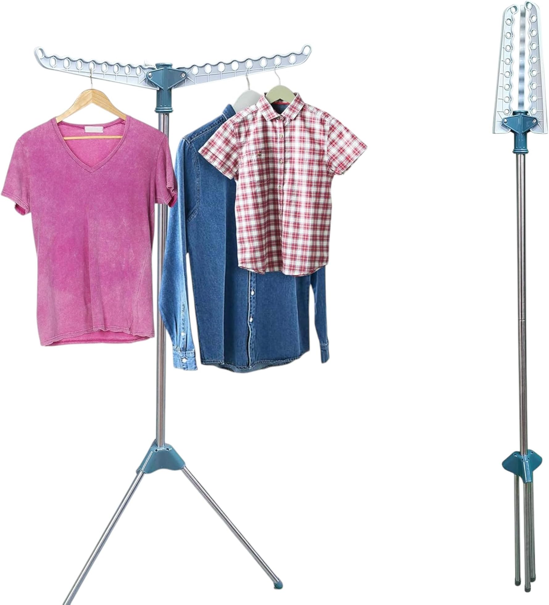 Hyfive Clothes Airer Drying Rack Foldable Laundry Rail Hanger Indoor Outdoor - Single Tier