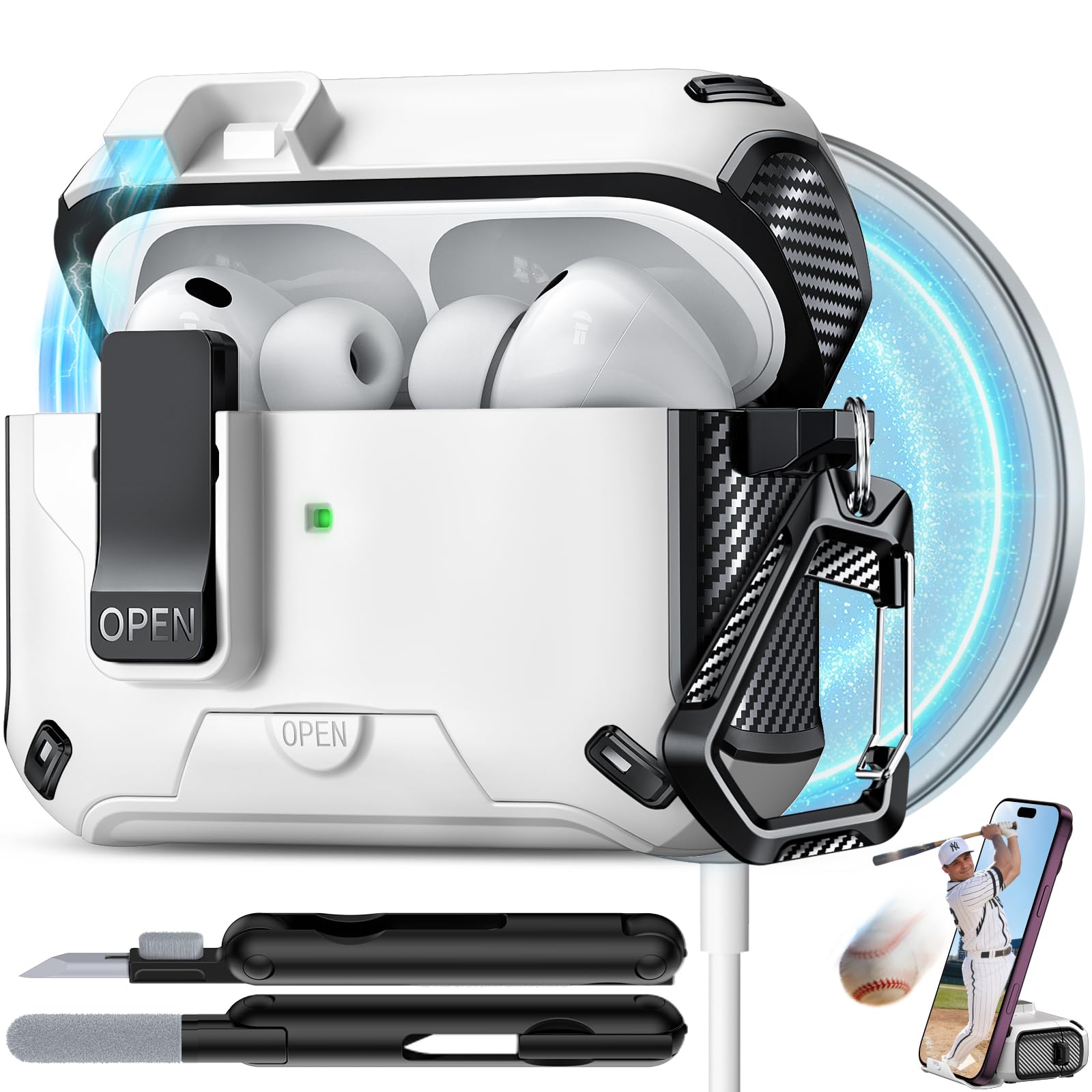 for AirPods Pro 3 Case with Lock (White)