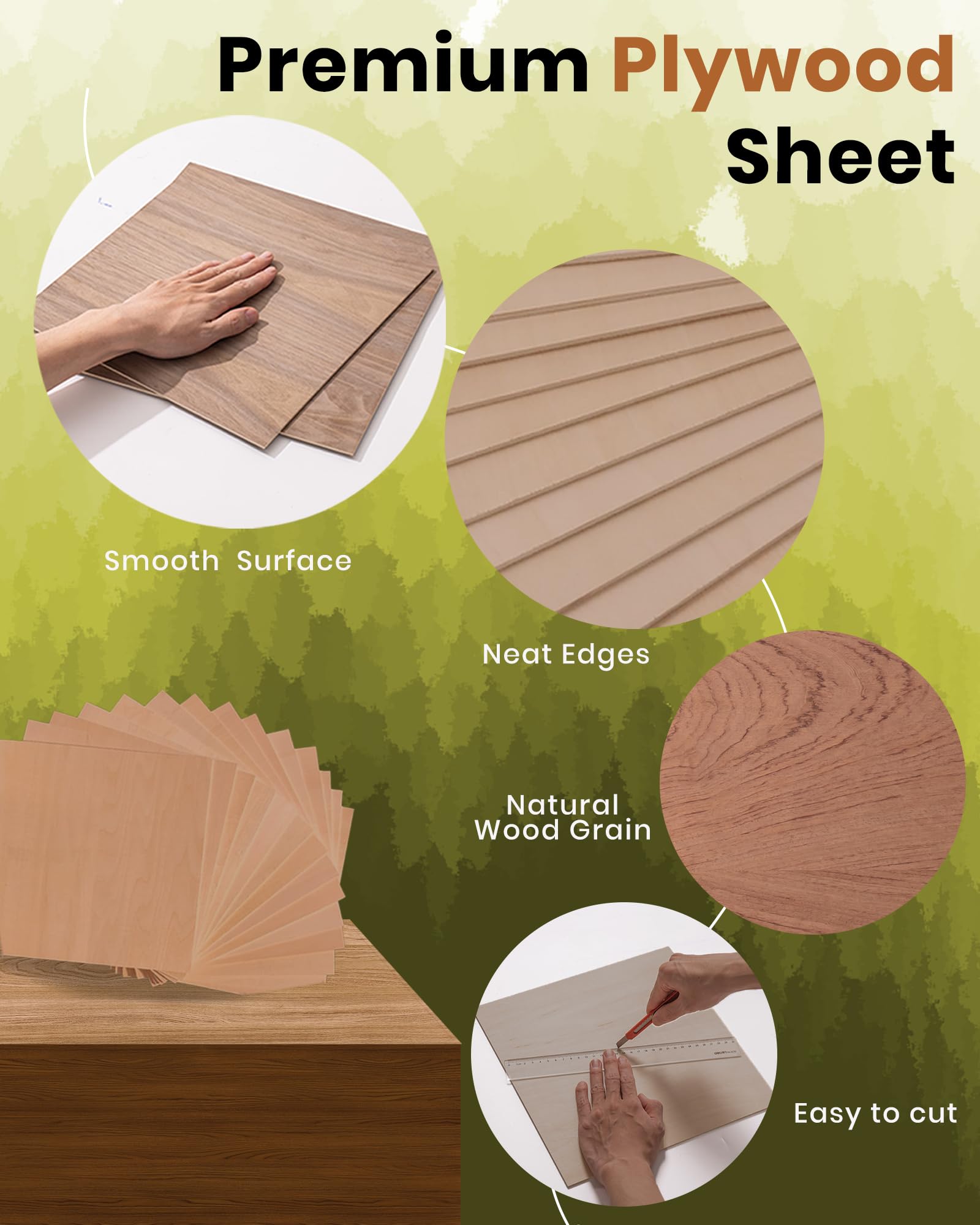 ROWOOD Bubinga Plywood Sheets 8PCS 300x300x3mm Laser Engraving Materials Plywood Board for Model Making DIY Wooden Crafts Ideal for Laser Cutting Wood Burning Painting CNC