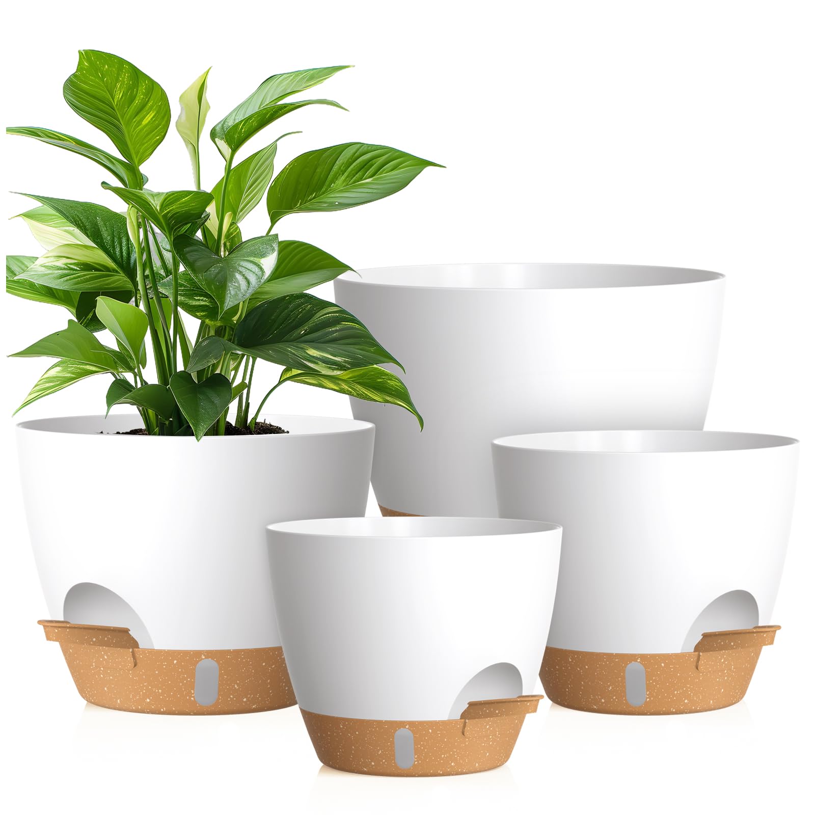 KUGAZ 4 Pack 12/10/9/8 Inch Self Watering Pots