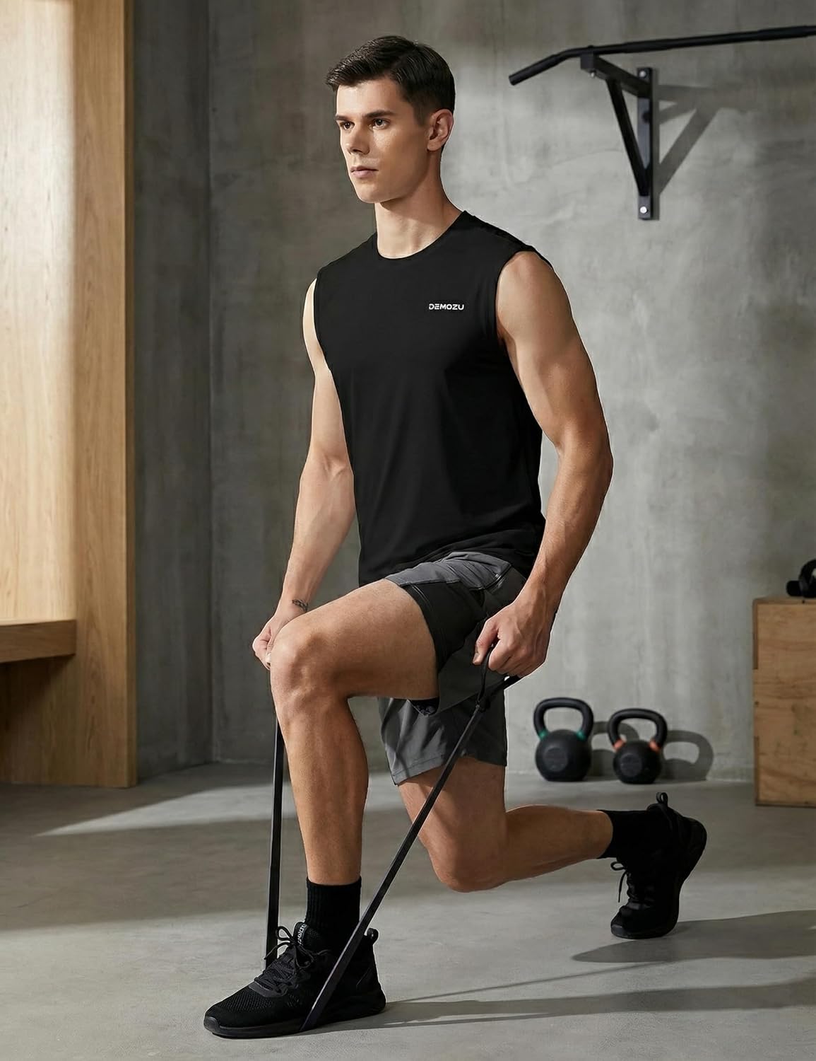 DEMOZU Men’s Quick Dry Sleeveless Workout Swim Shirt Moisture Wicking Athletic Tank Top Big & Tall - Image 4