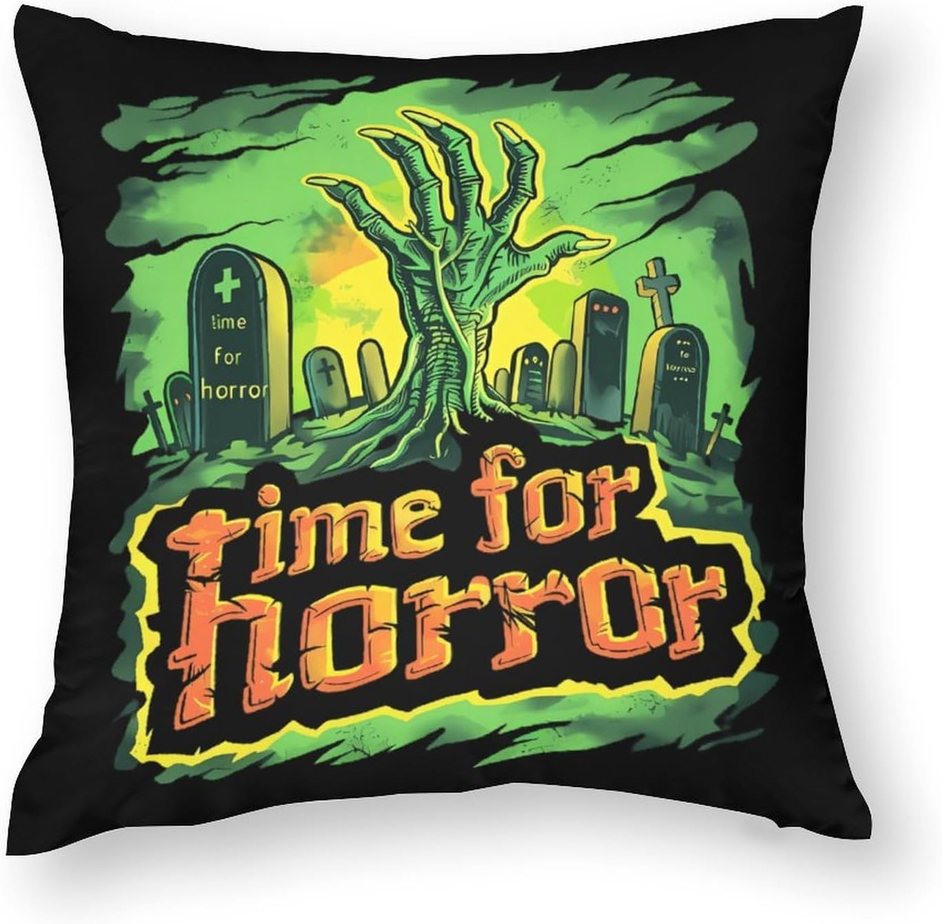 Time for Horror Printed Throw Pillow Case 4 Pcs Soft Pillowcases Pillows Covers Sofa Bed Decor 12/14/16/17/18/20/22/24/32 Inches