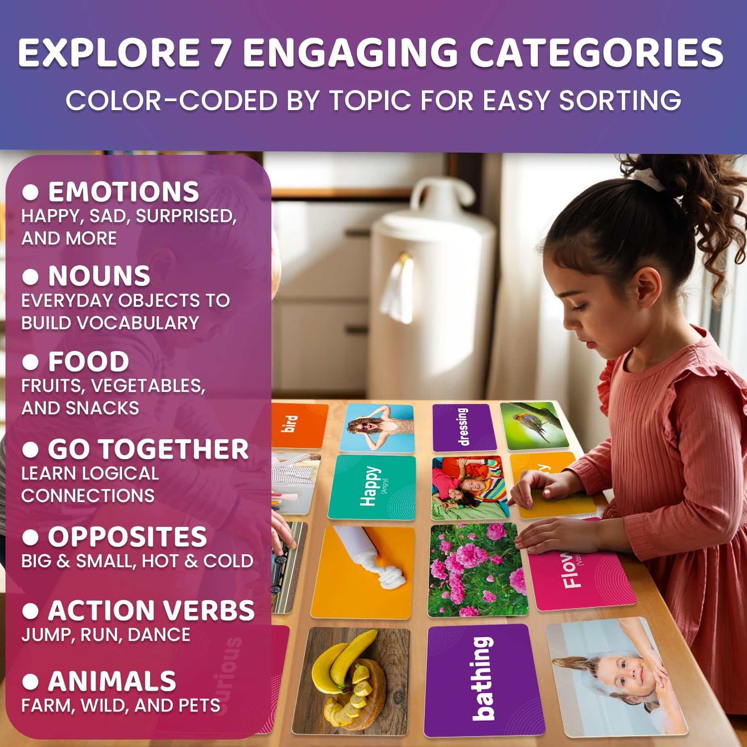 QUOKKA 364 Flash Cards for Kids Adults, Real-Life Large Preschool Flash Cards for Speech Therapy ABA Therapy, ESL Teaching - Image 3