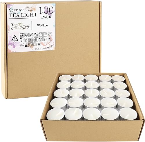Miniatura 2 de Mini velas blancas perfumadas a granel 100, velas votivas para el hogar, fragancia de vainilla para el hogar, cena, vacaciones, boda, fiesta, 4 horas