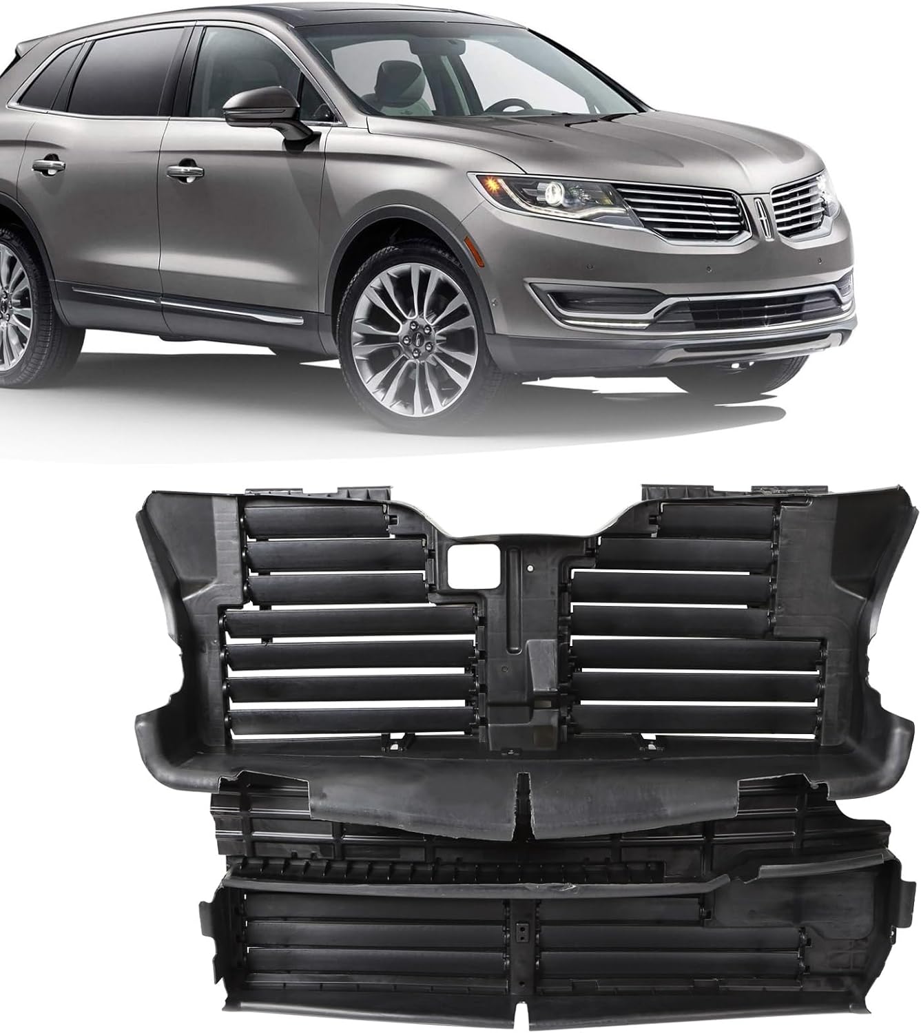 JOLONG Front Air Radiator Shutter Grille W/O Motor for Lincoln MKX 2016-2018 2.0T Replacement for FA1Z8475C FA1Z-8475-C