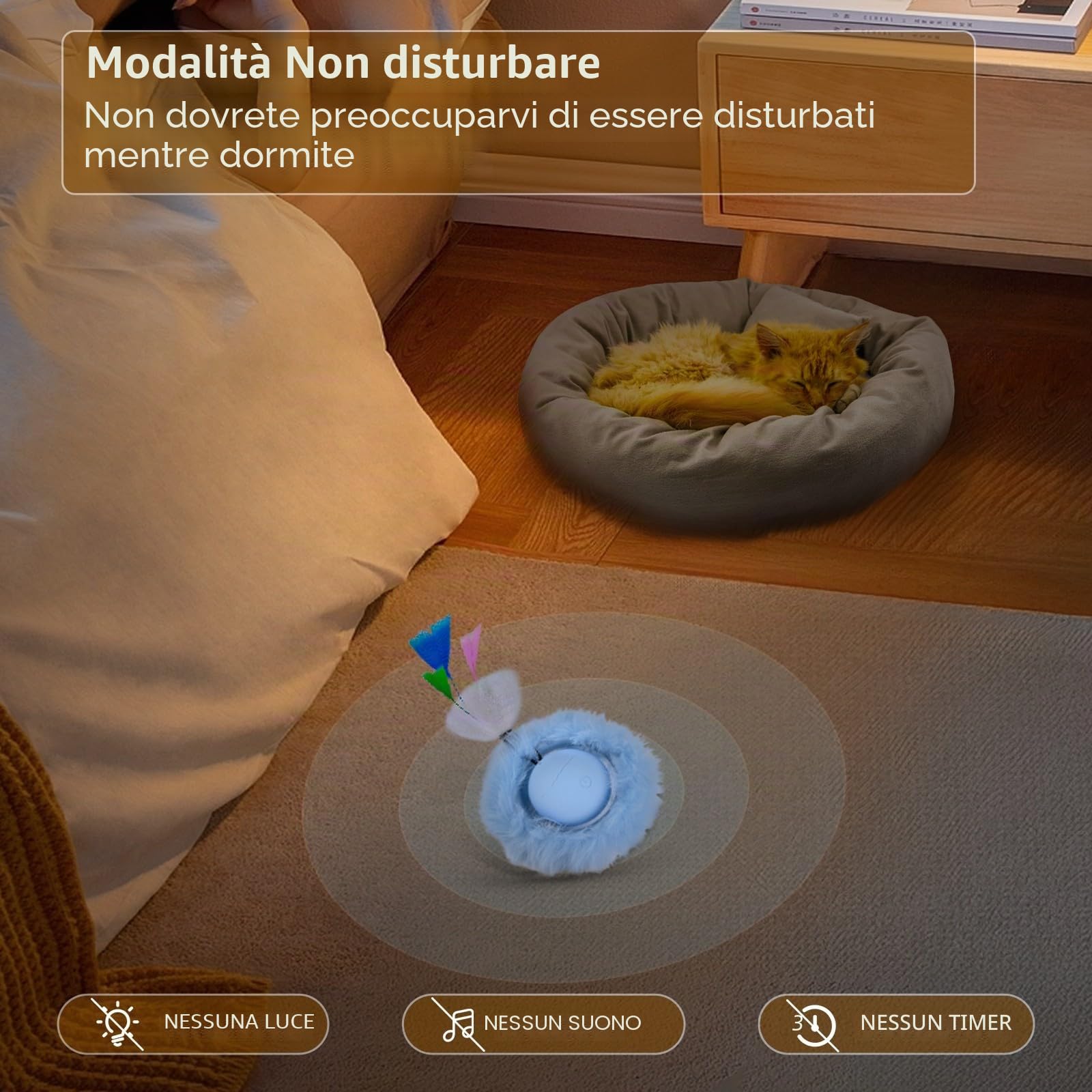 GoldenSun Giocattoli per Gatti Palla, Giocattolo con Movimento e Cinguettio Attivato da Sensore, Tappetino Gioco Topo con 5 Buche Caccia e Nascondino per Gatti da Interno, Blu