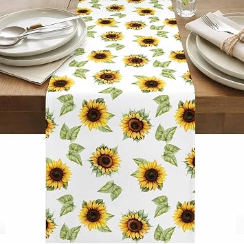 Watercolor Flowers Table Runner 72 Inches Long Spring Summer Flower Floral Home Kitchen Dining Room Table Decorations