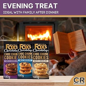 Fox’s Fabulous Chocolate Cookies 6 x 180g – Luxury Biscuit Multipack, 3 Varieties | Milk, Triple & White Choc Sharing Selection
