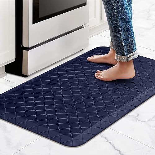 Vista 207 de HappyTrends - Tapete acolchado antifatiga de 17.3 x 28 pulgadas, grueso, impermeable, antideslizante, resistente, ergonómico, cómodo, para cocina