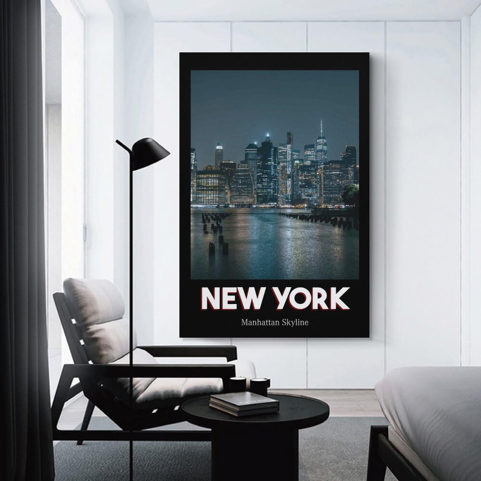 Junmoney Manhattan Skyline Room Decor Wall Art 16x24inch(40x60cm), for Corridors, Hallways Or Apartment Entries, Decorative Wall Art for Narrow Spaces