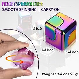 Fidget Spinner Toys Cube Adults, Easter Basket Stuffers for Teens Metal EDC Cool Desk Gadgets Office Toys Small Anxiety Figette Sensory Toy, ADHD Tool Fingears Figet Stress Valentine Gift for Boys
