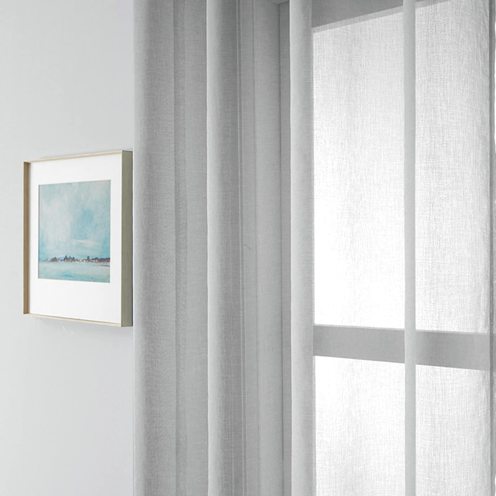 Gualiy Lot de 2 Rideau Moderne Salon, Rideaux Couleur Unie Rideau 132 x 214 cm Gris Rideaux pour Salon et Chambre