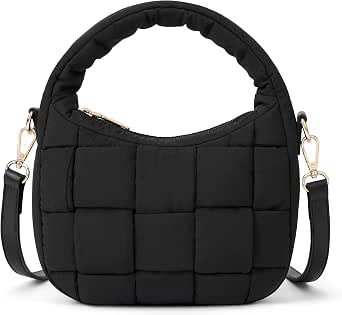 Women's Large Puffer Tote Bag - Lightweight Nylon Carryall With Adjustable Strap, Crossbody Or Shoulder
