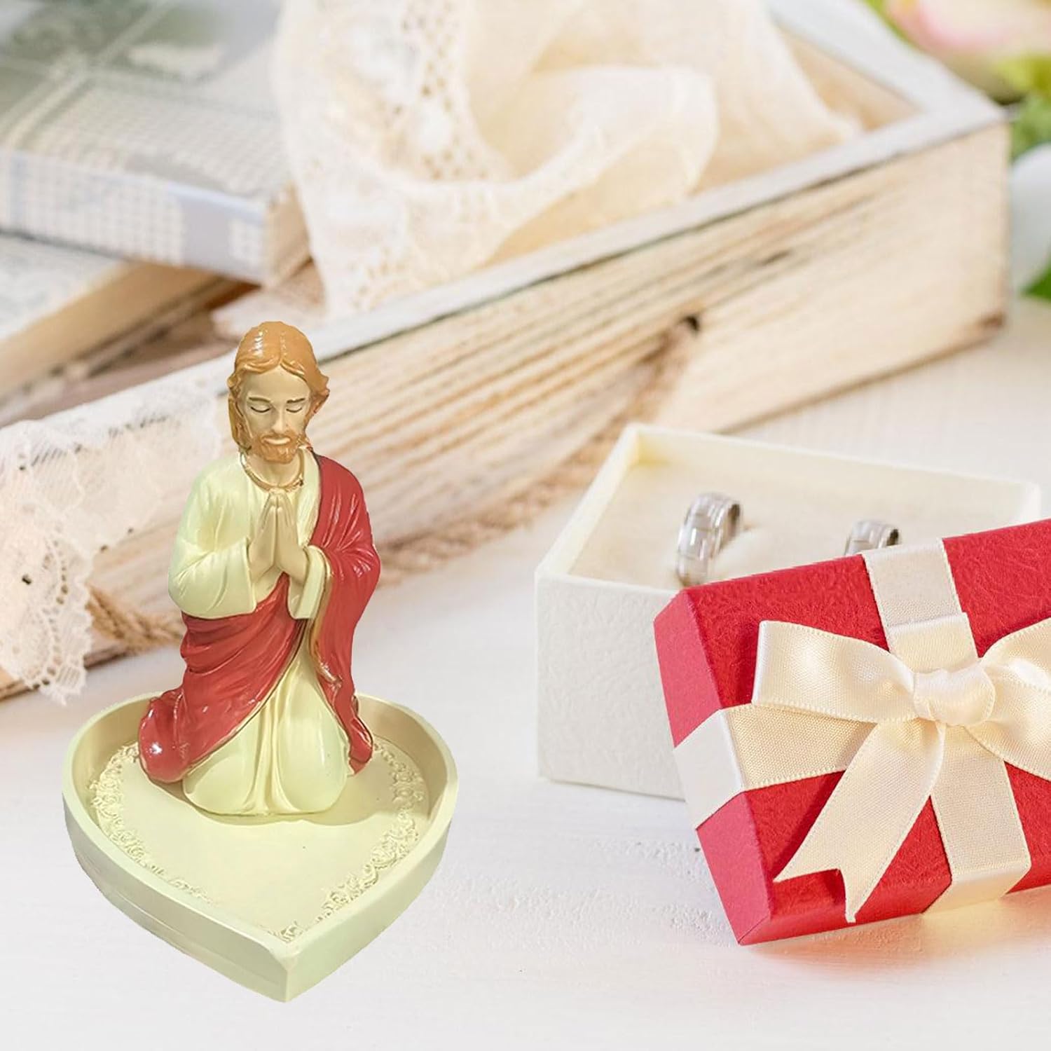 Religious Art Resin Sculpture Jewelry Storage Holder for Bedroom Statue Decoration Jewelry Storage with Religious Theme