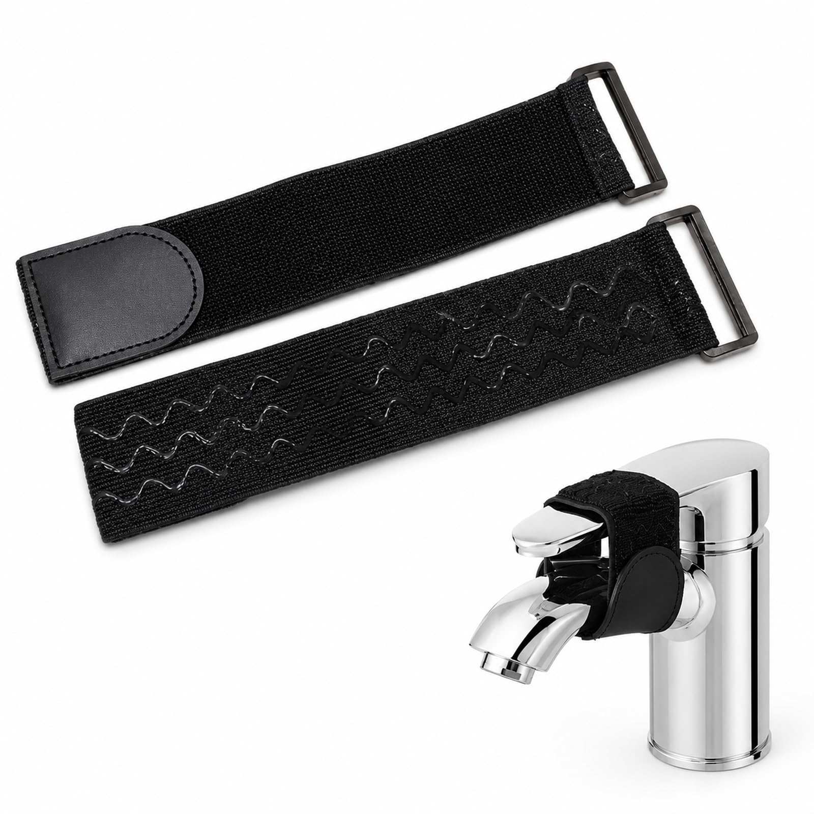 2-Pack Tap Lock Strap Water Faucet Restrictor Guard Adjustable Elastic Belt with Non-Slip Silicone for Adults and Pet Owners Kitchen Sink Bathroom Basin Shared Flats Home Security Accessories