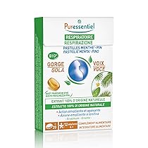 Puressentiel – Respirazione Pastiglie Gola Voce Menta Pino – All’Estratto di Erisimo – Procurano un effeto balsamico – Aiutano a liberare il naso – Dai 12 anni – 20 Pastiglie