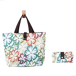 Ecobag Dobrável com Zíper Bolsa de Compras Reutilizável para Feira Supermercado e Praia 45,5x32x12 cm Tecido Oxford
