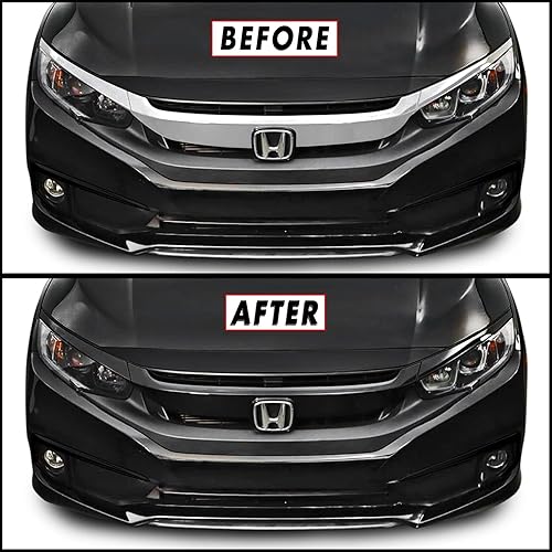 Miniatura 3 de SlickMod Revestimiento de vinilo opaco cromado para Honda Civic 2016-2021 para parrilla delantera (negro brillante)