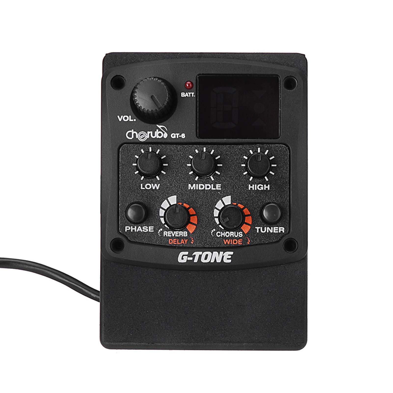 Tone GT-6 Preamplificatore per chitarra acustica con pickup piezo, sintonizzatore LCD, equalizzatore a 3 bande, effetti riverbero/delay/chorus/wide