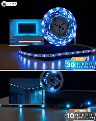 Vista 2 de Luces LED para TV, luces LED de TV de 16.4 pies para 65-75 pulgadas, cortables, modo de sincronización de música, cambio de color, aplicación