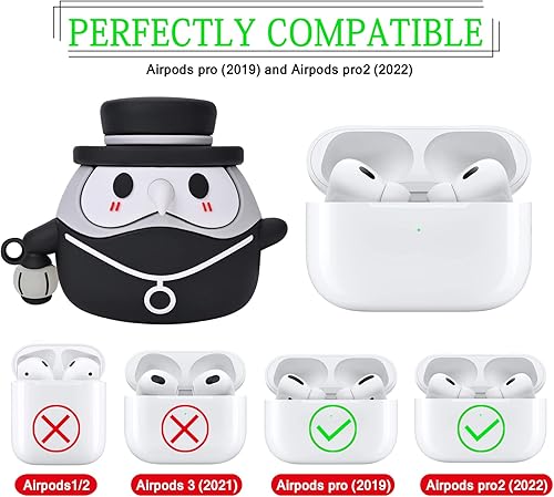 Miniatura 2 de Funda de silicona TPU compatible con AirPods Pro de 21 generación con llavero, diseño luminoso medieval de la peste doctor anime, compatible con