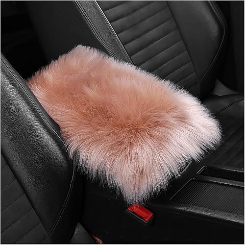 Cojín de Cubierta Peludo para Consola Central de Auto, 11.8 x 7.8 pulgadas, Cojín Suave y Esponjoso de Lana de Oveja para Reposabrazos, Accesorios