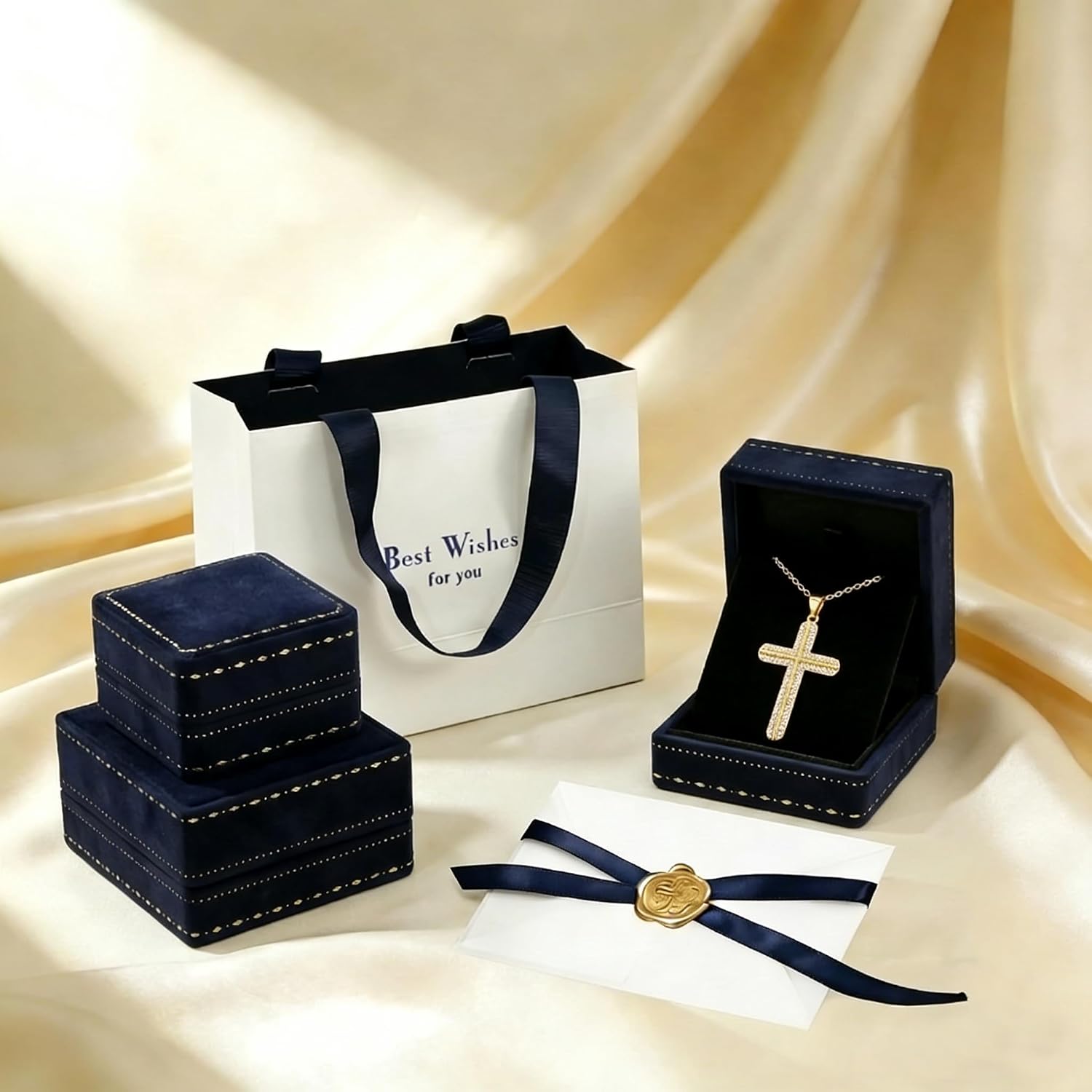 Cross Necklace for Women 14K Gold Christian Faith Religious Jewelry Cross Cubic Zircon Pendant for Mom Valentine's Day Birthday Gift