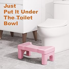 Pink Poop Stool Adult - 7 Toilet Stool with Non-Slip Designs for Squatting in Bathroom