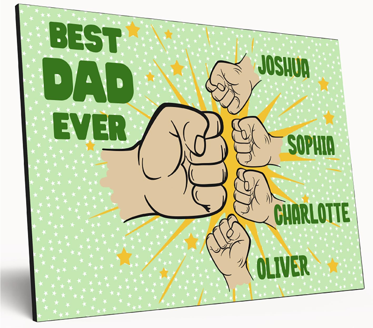 Personalised Fist Bump Sign Custom Wooden Print A4 Plaque Fun Gift Sign for Dad, Grandad, Uncle Wall Art Desk Office Home Décor
