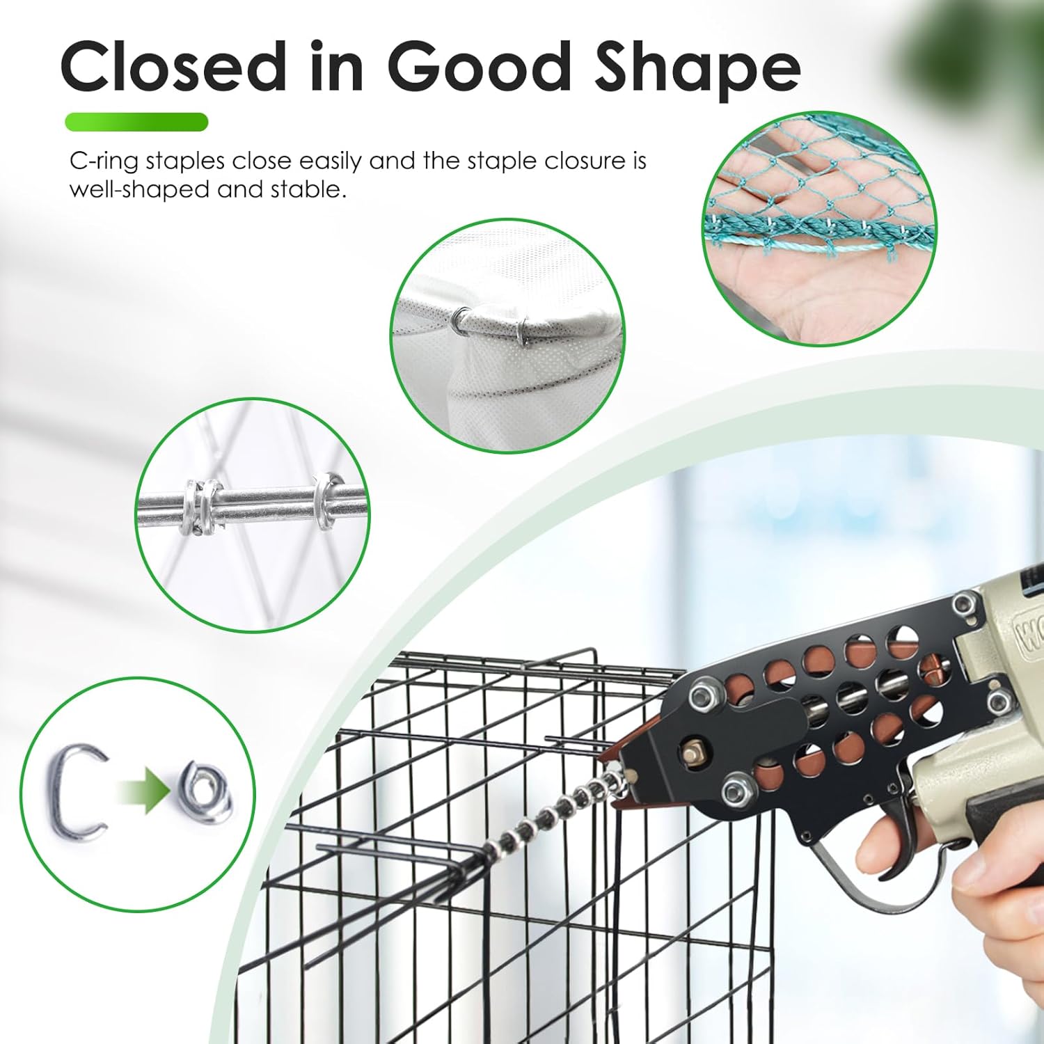 SC760 16 Gauge 1/2" Inner Crown 5/8" Outside Crown Galvanized C-Ring Staples - 18,000 PCS/Box, for Hog Ring Gun & Pliers