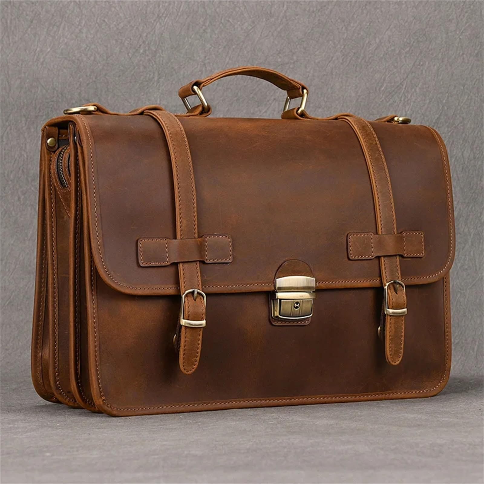 Maletin Cuero Maletín de cuero for hombre, bolso de negocios de cuero genuino, bolso de cuero marrón for portátil.