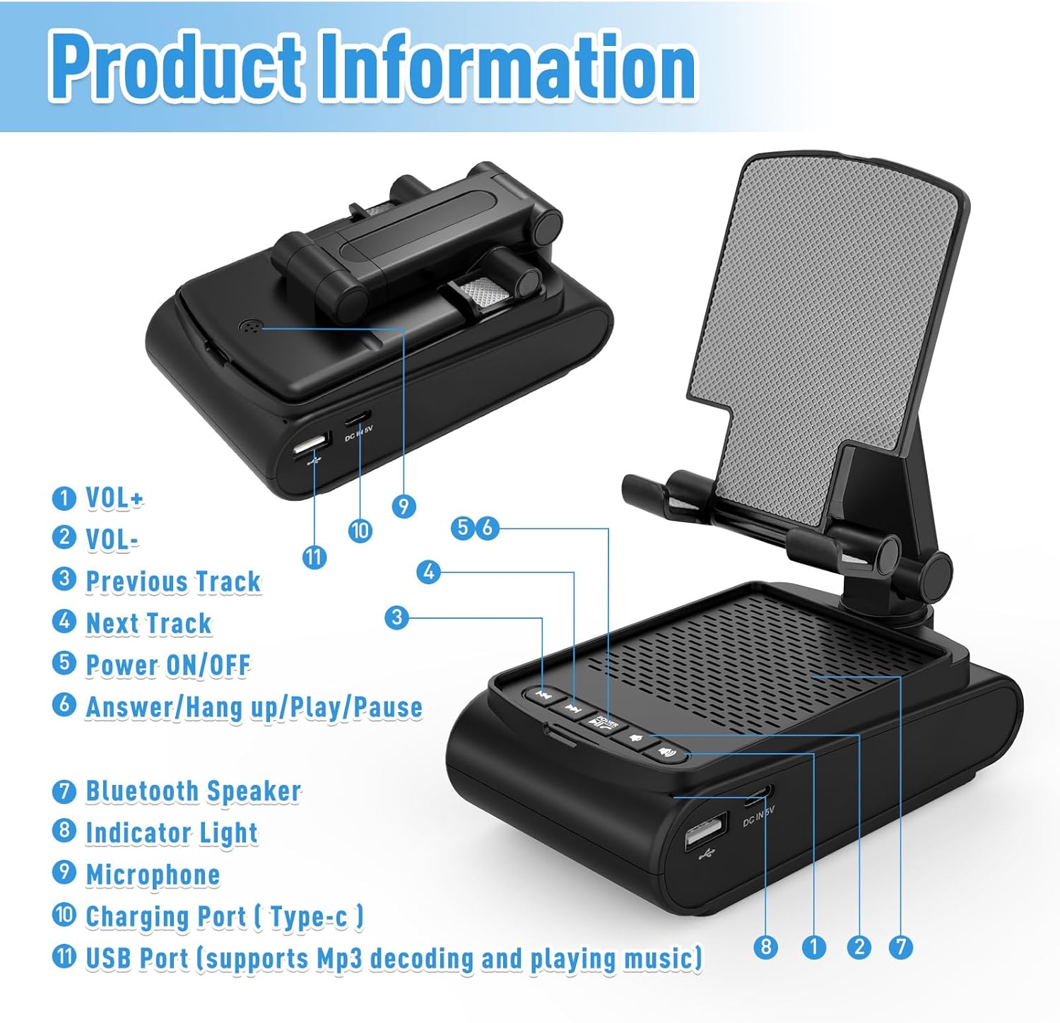 Valentines Day Gifts for Him Men, Cell Phone Stand with Wireless Bluetooth Speaker, Birthday Gifts for Men Unique, Mens Gift for Dad Husband Boyfriend, Cool Gadgets for Mens - Image 3