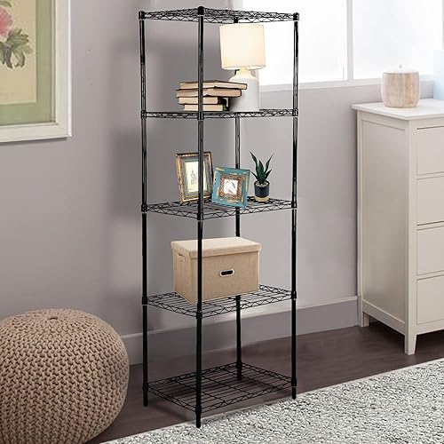 Miniatura 1 de GIA Home Series - Estantería de alambre de 5 niveles, estantes metálicos de almacenamiento para cocina y baño, juego de 2, color negro