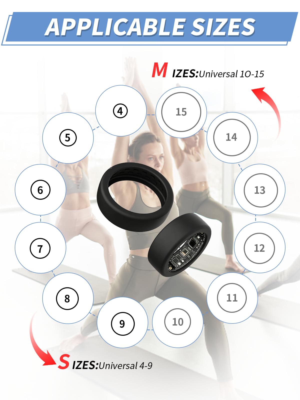 Silikonowe etui ochronne do OURA Ring 5 Smart Ring, odporne na zarysowania i uderzenia, miękkie etui ochronne na pierścionki, pasuje do rozmiaru M (10/11/12/13), niebieskie i przezroczyste
