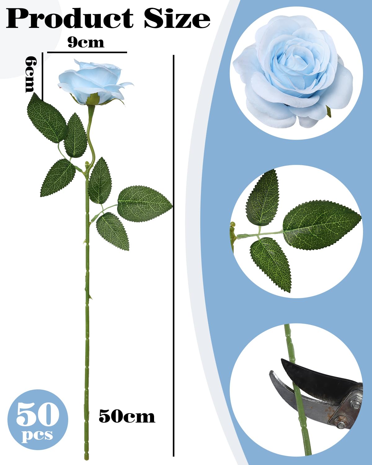 DuHouse 50 rose artificiali, blu