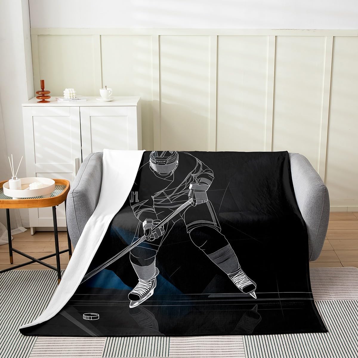 Skiing Athlete Flannel Fleece Blanket,Winter Extreme Sports Game Navy White Soft Blanket for Bed Sofa Couch,Ski Slope Nature Snowy Mount Pine Trees Bed Blanket for Bedroom Decor,Twin 60"x80"