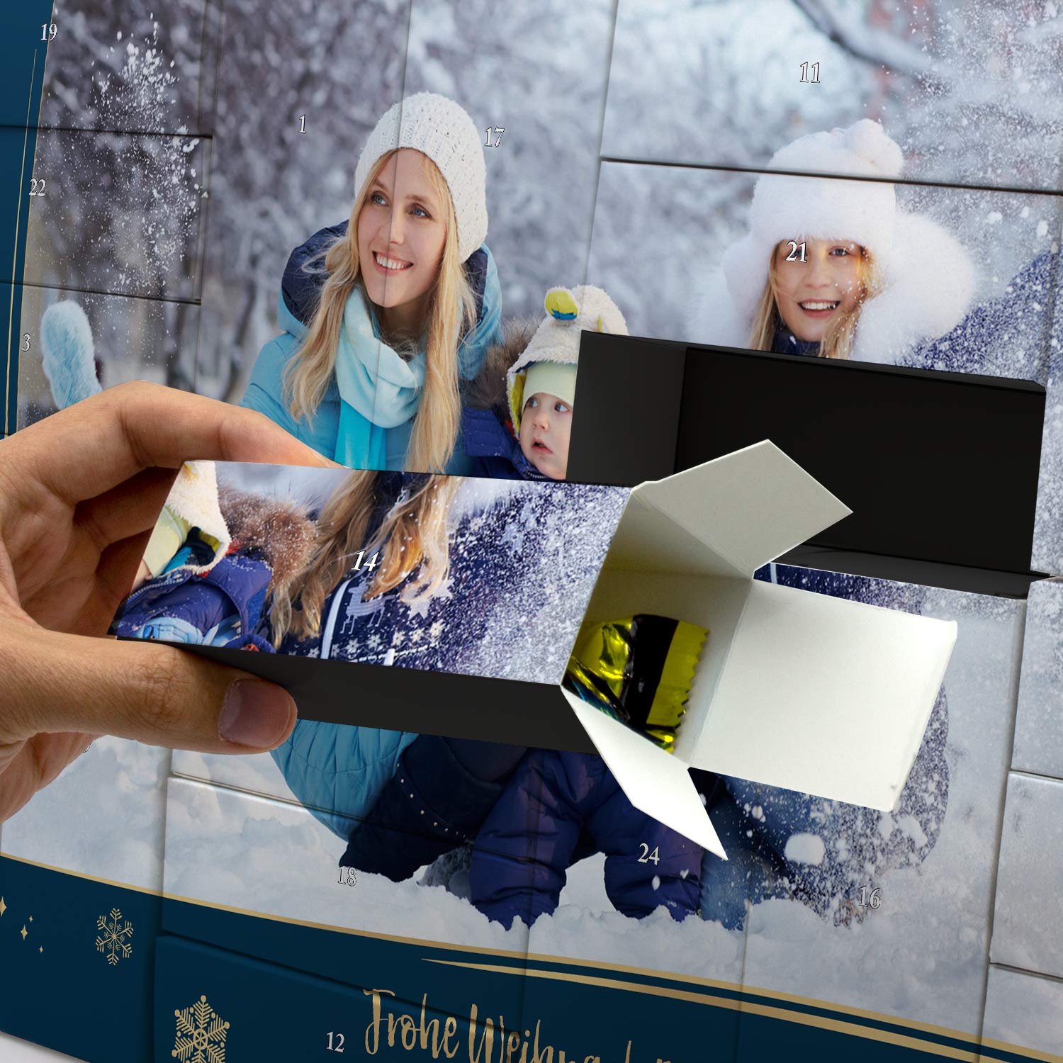 printplanet Schachtel-Adventskalender zum Befüllen 2025 mit eigenem Foto Bedruckt - Rahmen 2-2025