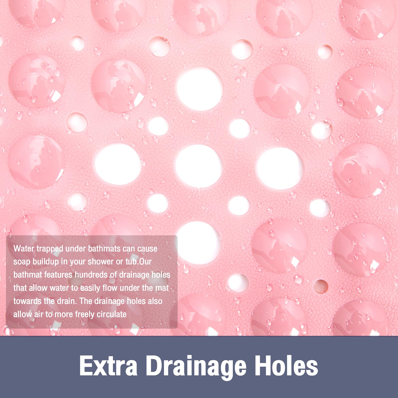 Tapis De Bain Carré Anti-dérapant Avec Ventouses - 53x53cm, Lavable Machine, Trous Drainage - Enfant, Senior, Sécurité