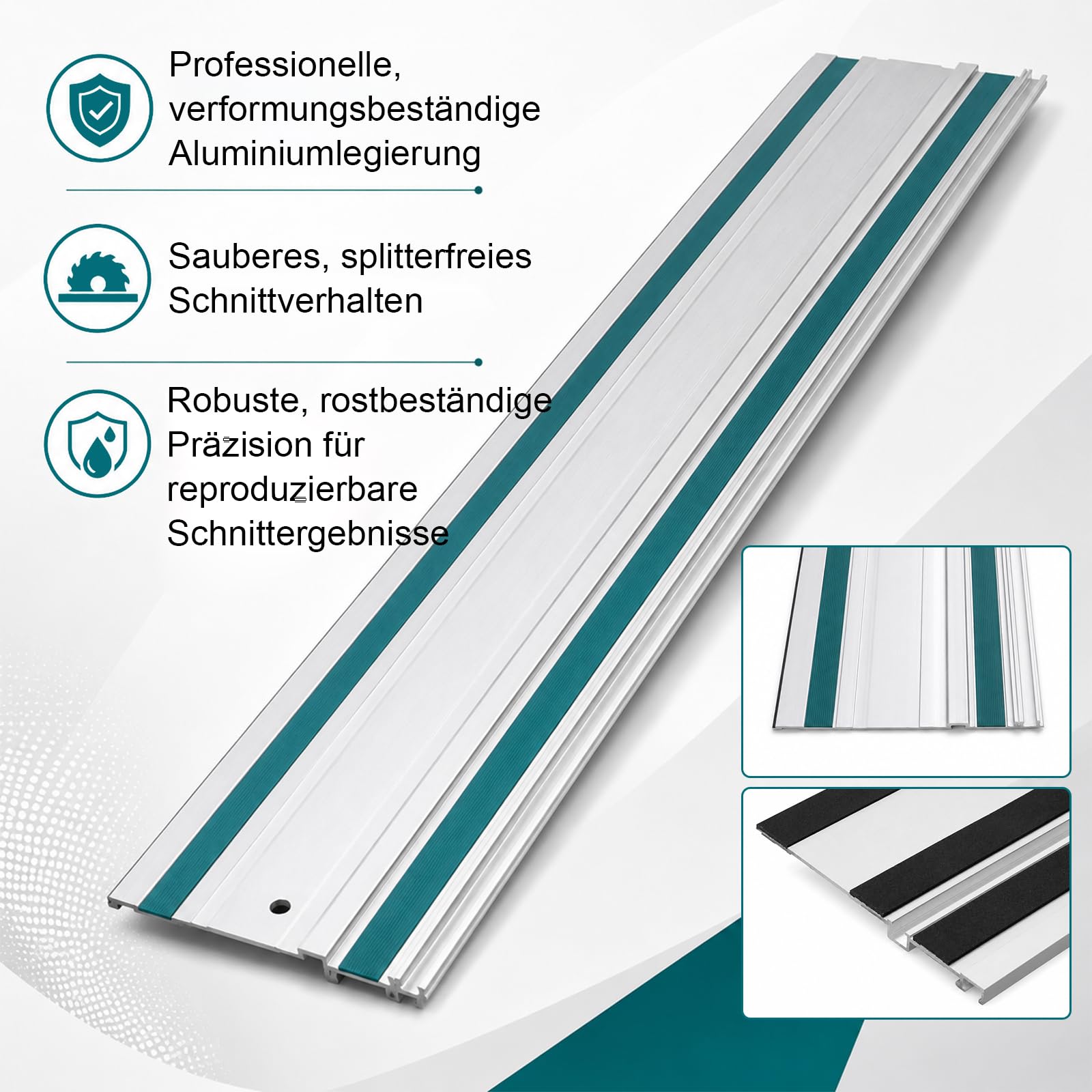 Führungsschiene 2800 mm kompatibel mit Makita Tauchsägen – 2x 1400 mm Alu-Schiene mit Verbinder für präzise Längs-, Gehrungs- und Geradschnitte