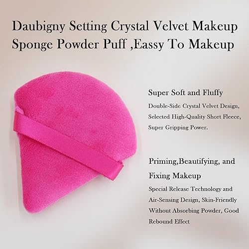 Miniatura 5 de Powder Puffs Daubigny 6 piezas de soplo de polvo facial suave triangular para polvo suelto, polvo mineral, polvo corporal, terciopelo, base