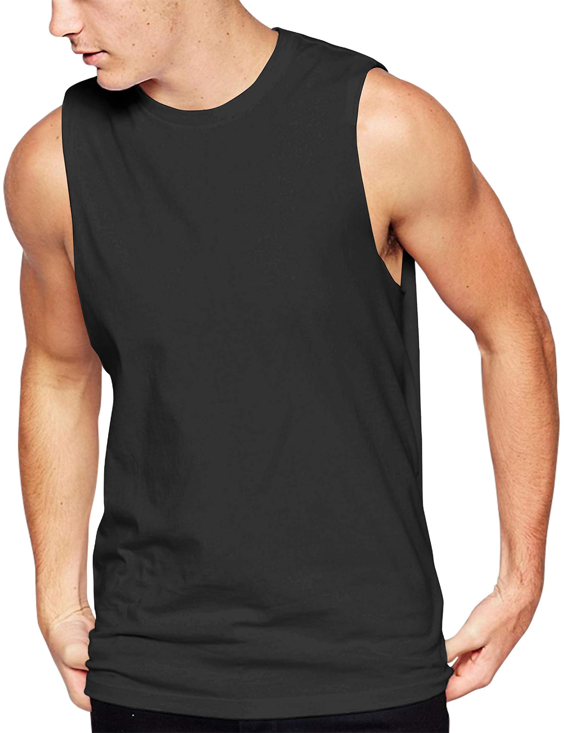 Hat And Beyond Men's 1Ta01_black Active Muscle Tank Top Athletic Gym Workout Shirts
