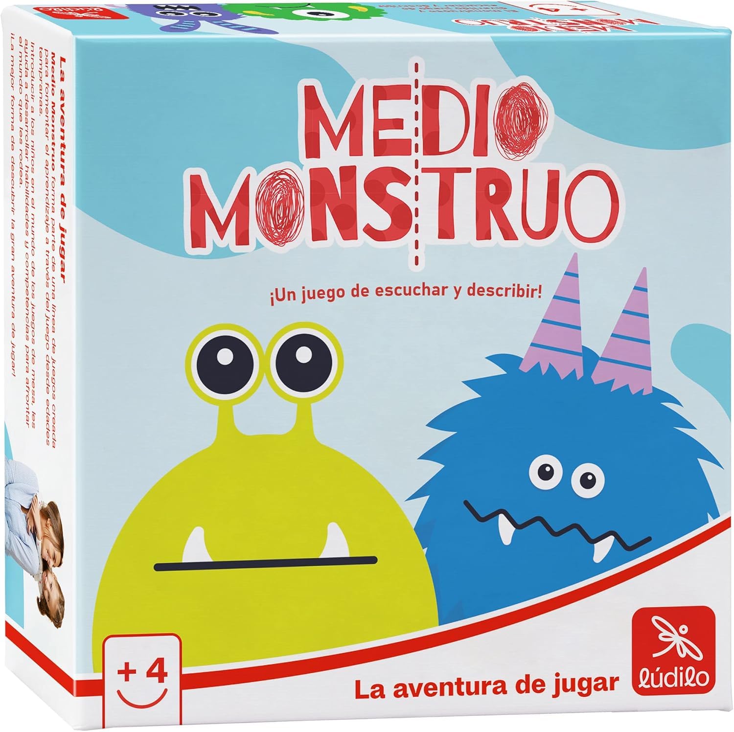 Ludilo - Medio Monstruo | Juegos De Mesa Niños 4 Años O Más | Juegos Educativos Niños 4 Años De Partidas De 10 Minutos | Juego De Mesa De 2 A 4 Jugadores