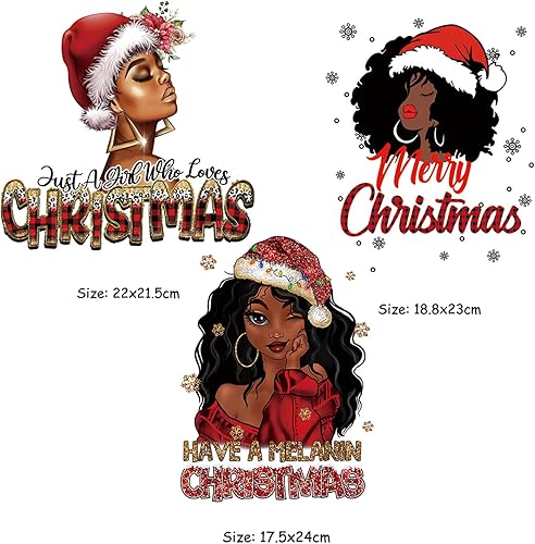 Miniatura 6 de 6 hojas de calcomanías de transferencia de calor de Navidad para planchar, parches de transferencia para planchar de Navidad para niña, diseño de