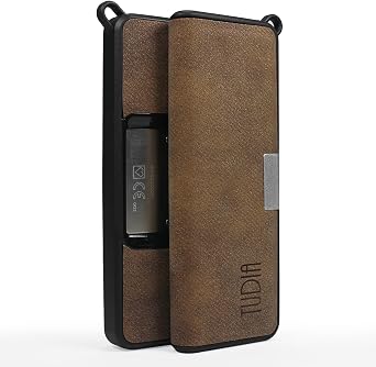 TUDIA Travel Leather Case Compatible with KardiaMobile 6L, Durable Leather Magnetic Closure with Key Holder Lightweight Slim Full Body Protective Carrying Case (Brown)