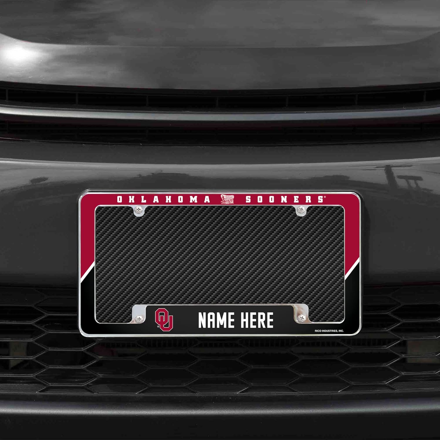 Rico Industries NCAA Oklahoma Sooners Personalized/Custom 12" x 6" Chrome All Over Automotive License Plate Frame for Car/Truck/SUV