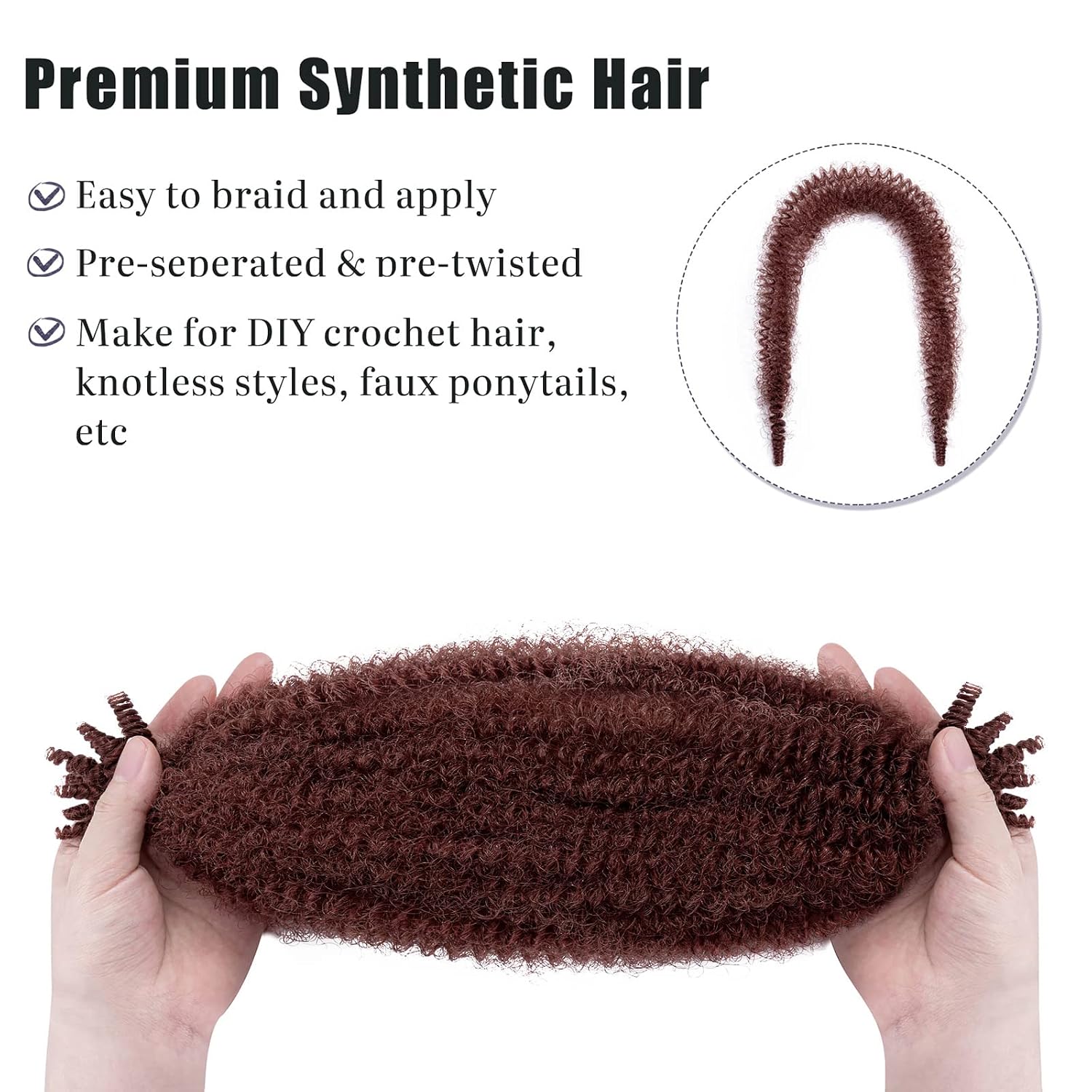 Hairro Springy Afro Twist Hair, 16 Inch Pre-Separated Marley Twist Braiding Hair 6 Packs, Orange Passion Twist Hair for Soft Locs Crochet Braids Hair Extension for Black Women(Dark Auburn)