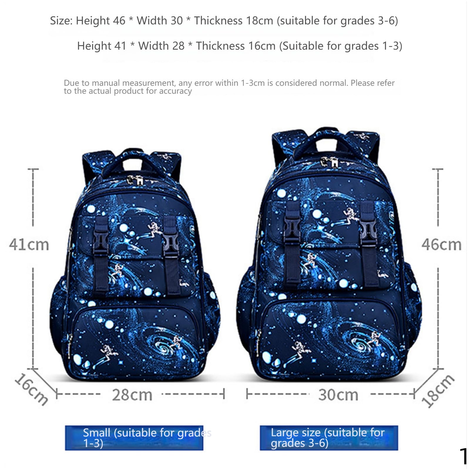 Zaino Scuola Elementare Boy's Schoolbag Bagnomage Children per Bambini Leggero in Stile Frigorifero Studenti 1-3-azzurro (Grande)