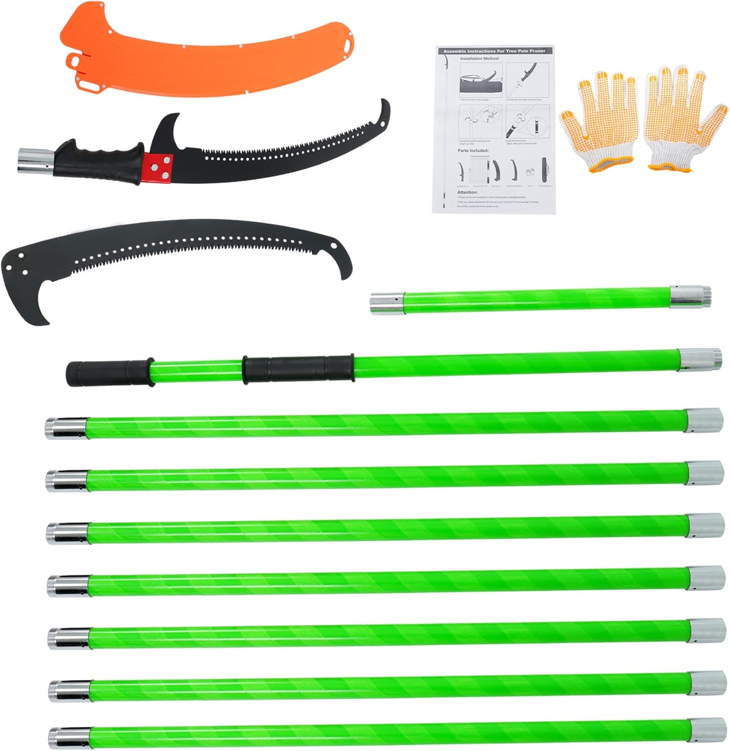30FT Manual Pole Saw with 9 Lightweight Handles (Green)